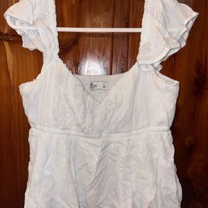 Hollister Cream Ruffled Strap Top